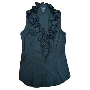 WHITE HOUSE BLACK MARKET Ruffle Sleeveless Button Down Top Womens Size 0